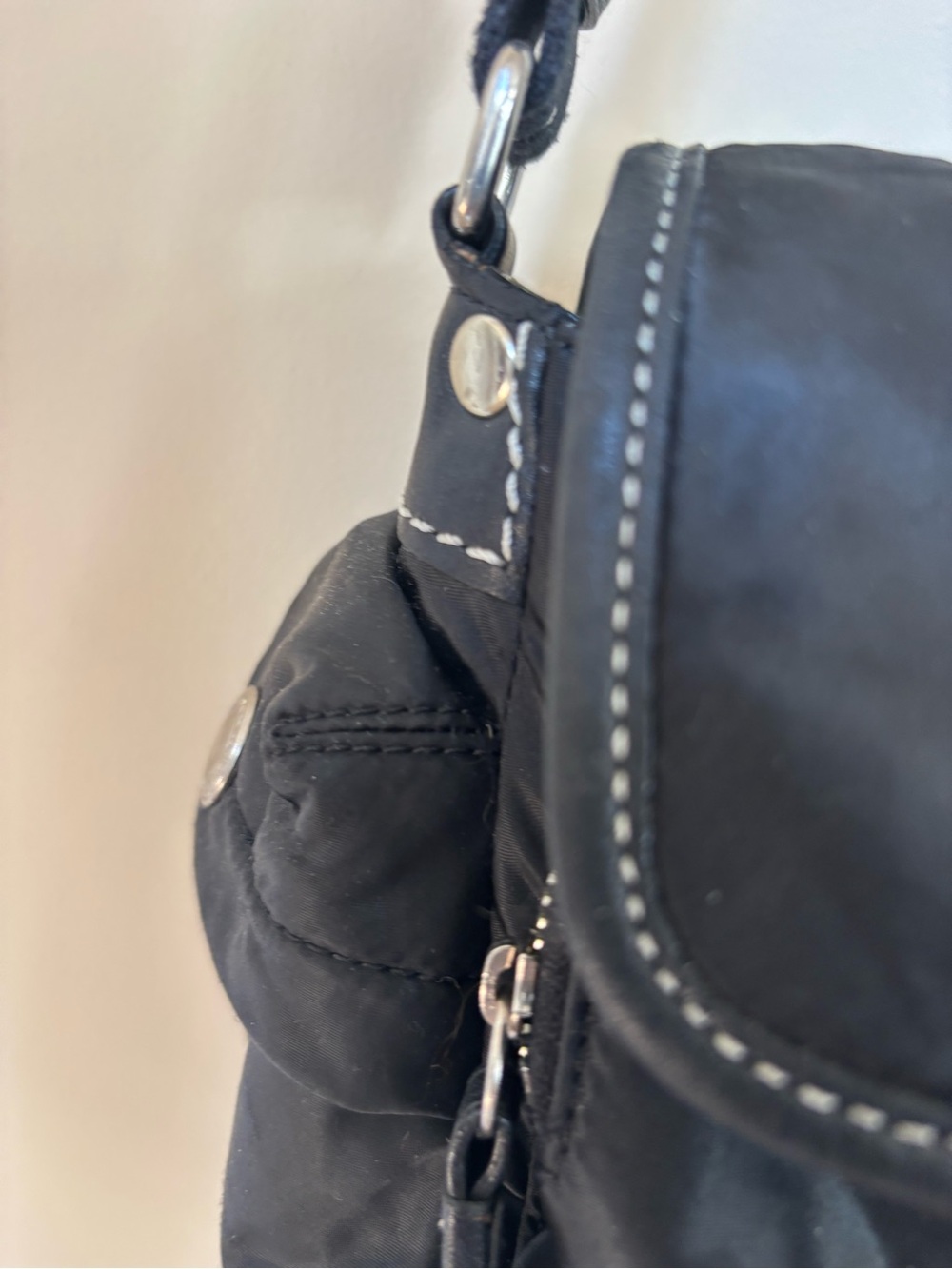 Vintage Coach Black Goth Punk Aesthetic Crossbody with Bright Blue Interior - Picture 4 of 15